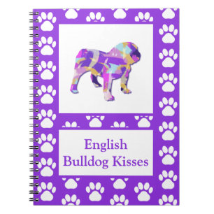 English Bulldog Cute Pet Silhouette Purple PY&B Notebook