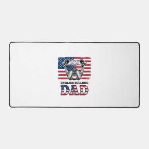 English Bulldog Dad Patriotic Vintage Shirt Design Desk Mat