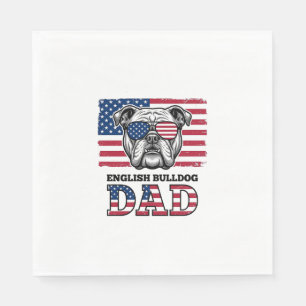 English Bulldog Dad Patriotic Vintage Shirt Design Napkin