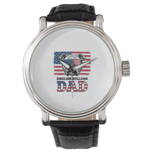 English Bulldog Dad Patriotic Vintage Shirt Design Watch