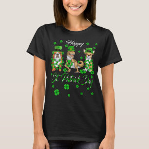 English Bulldog Dinosaur Chihuahua Happy st patrck T-Shirt