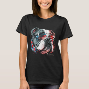 English Bulldog Dog 4th Of July American Flag Usa T-Shirt
