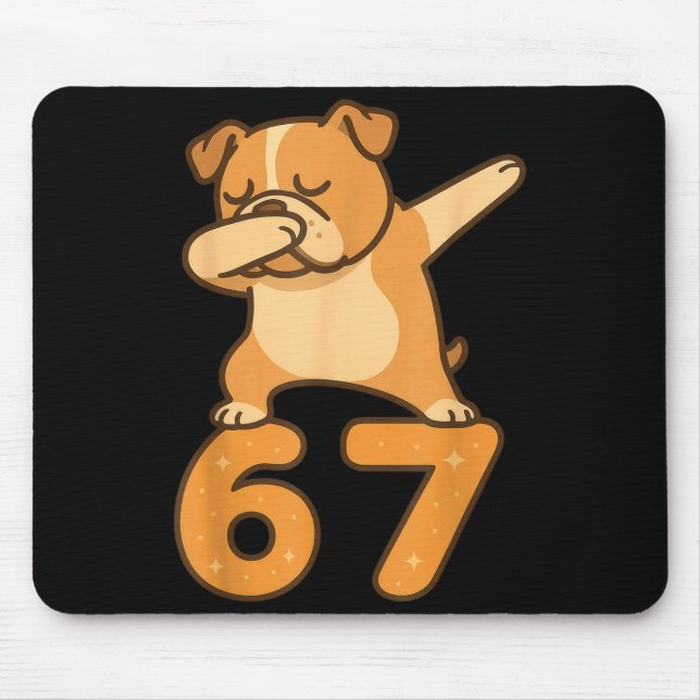 English Bulldog Dog 67 Meme Six Seven Funny Dabbin Mouse Pad (Front)