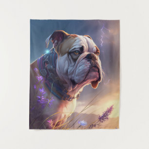 English Bulldog Dog Animal Portrait Painting Pet Tapestry