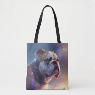 English Bulldog Dog Animal Portrait Painting Pet  Tote Bag