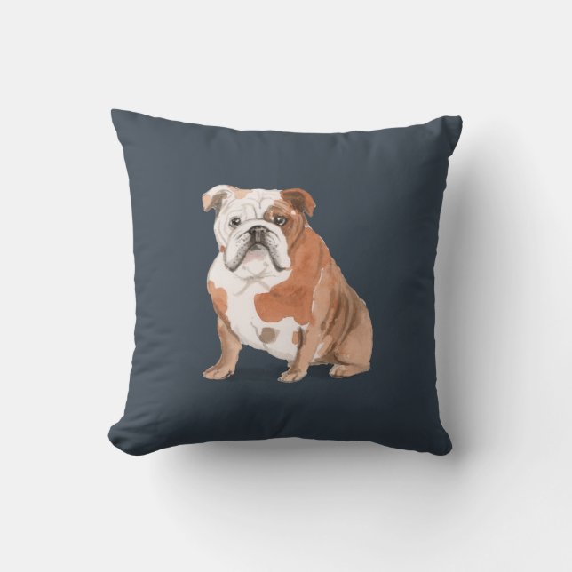 English Bulldog & Dog Bones Cushion (Front)
