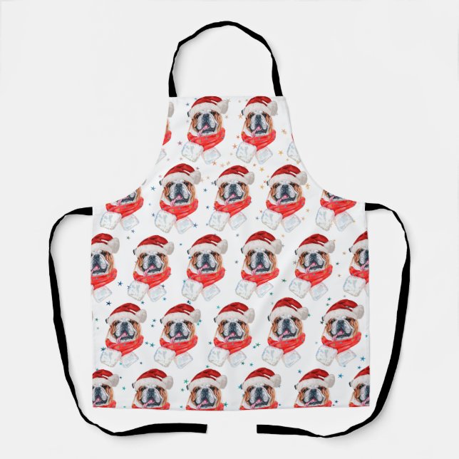 English Bulldog Dog Breed Christmas Apron (Front)