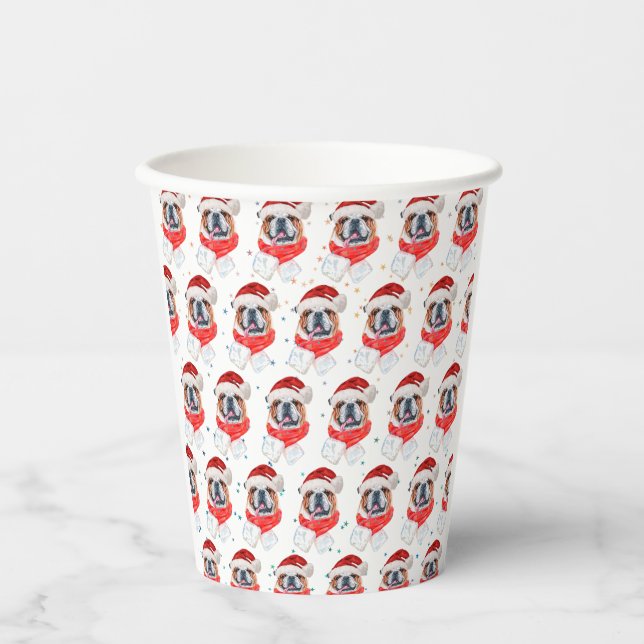 English Bulldog Dog Breed Christmas Paper Cups (Front)