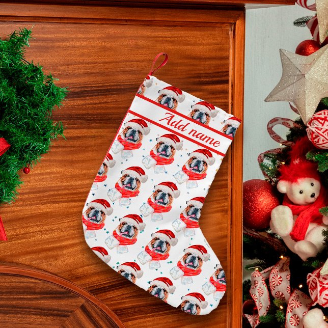 English Bulldog Dog Breed Christmas Small Christmas Stocking (Creator Uploaded)