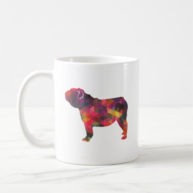 English Bulldog Dog Breed Geo Silhouette Multi Coffee Mug (Left)