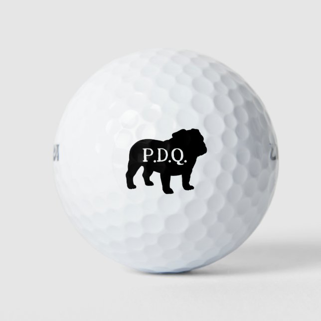 English Bulldog Dog Breed Silhouette Custom Text Golf Balls (Front)
