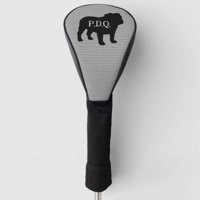 English Bulldog Dog Breed Silhouette Custom Text Golf Head Cover (Front)
