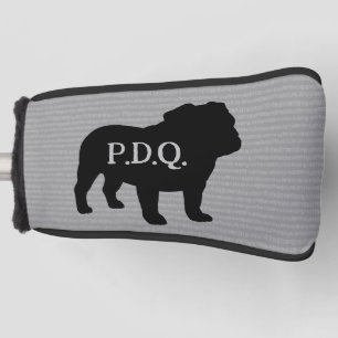 English Bulldog Dog Breed Silhouette Custom Text Golf Head Cover