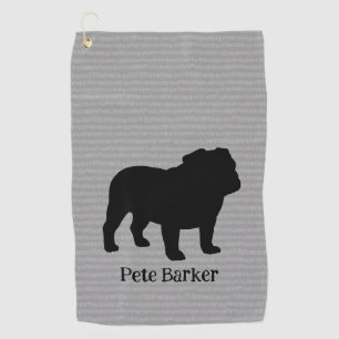 English Bulldog Dog Breed Silhouette Custom Text Golf Towel