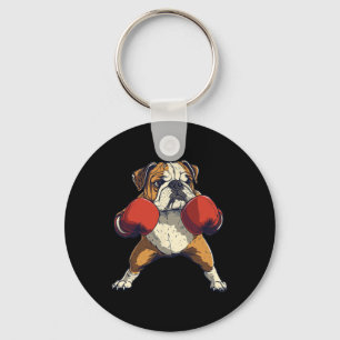 English Bulldog Dog Dressed As A Boxer Funny Boxin Key Ring