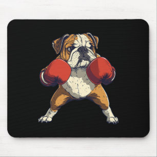 English Bulldog Dog Dressed As A Boxer Funny Boxin Mouse Pad