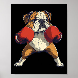 English Bulldog Dog Dressed As A Boxer Funny Boxin Poster