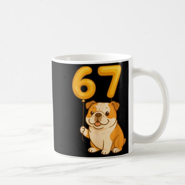 English Bulldog Dog Funny 67 Meme Six Seven Balloo Coffee Mug (Right)