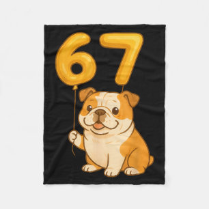English Bulldog Dog Funny 67 Meme Six Seven Balloo Fleece Blanket