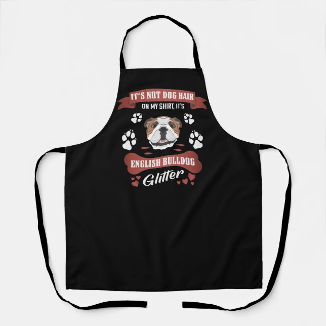 English Bulldog Dog Hair Glitter Apron (Front)