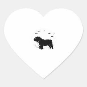 English Bulldog Dog � Halloween Moon Silhouette Ov Heart Sticker