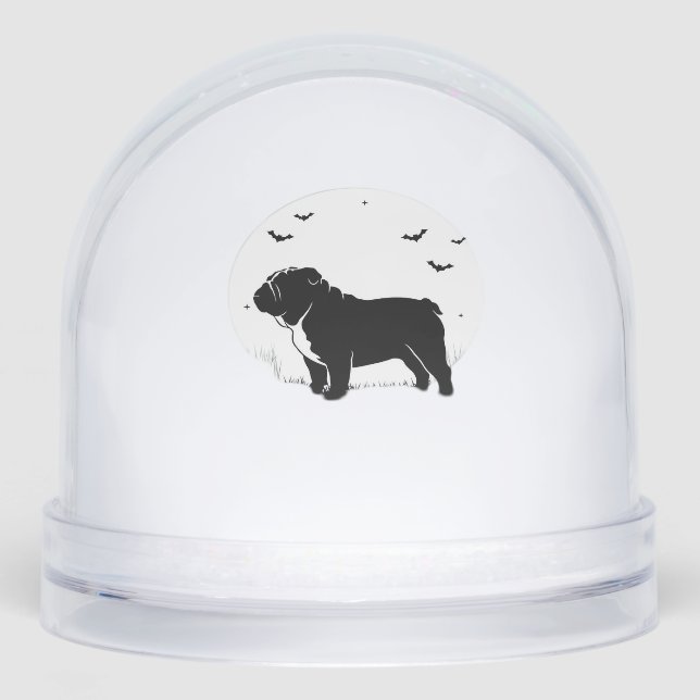 English Bulldog Dog � Halloween Moon Silhouette Ov Snowglobe (Front)