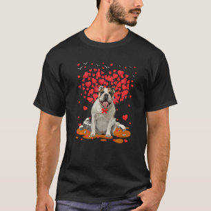English Bulldog Dog Heart Valentines Day Dog Dad D T-Shirt