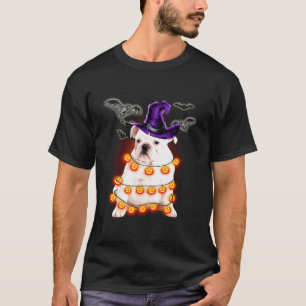 English Bulldog Dog Light Pumpkin Funny Halloween T-Shirt