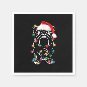English Bulldog Dog Lights Christmas Matching Fami Napkin