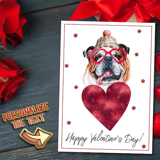 English Bulldog Dog Lover Valentine Gift  Holiday Card (Creator Uploaded)