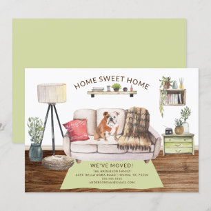 English Bulldog Dog Moving Announcement