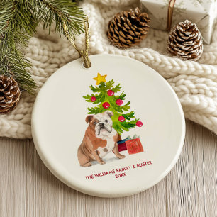 English Bulldog Dog Personalised Christmas Ceramic Ornament