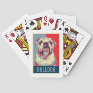 English Bulldog Dog Portrait Pop Art Playing Cards