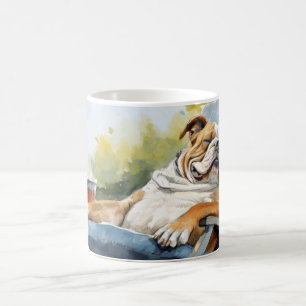 English Bulldog Dog Relaxing In Garden Animal Fun Coffee Mug