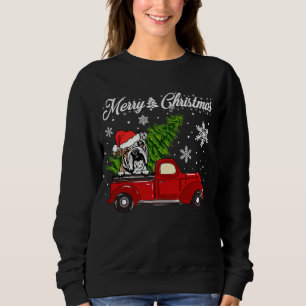 English Bulldog Dog Riding Red Truck Christmas Dec Sweatshirt