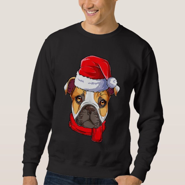 English Bulldog Dog Santa Claus Pajama Christmas W Sweatshirt (Front)