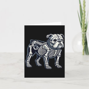 English Bulldog Dog Skeleton Halloween Card