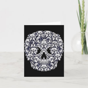 English Bulldog Dog Skull Halloween Card