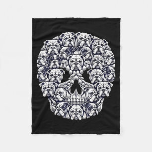 English Bulldog Dog Skull Halloween Fleece Blanket