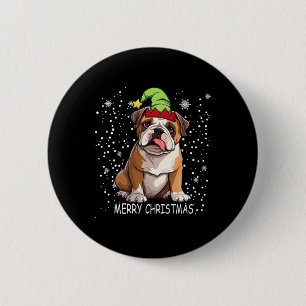 English Bulldog Dog Tree Christmas Sweater Xmas Do 6 Cm Round Badge