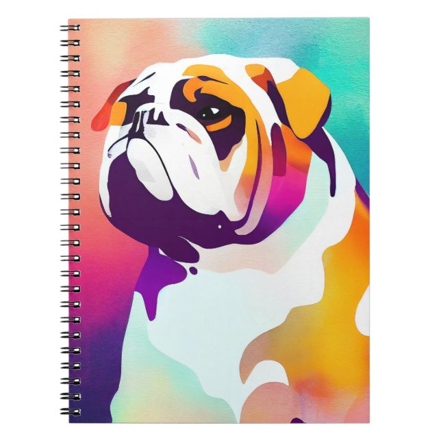 English Bulldog Dog Wild Nature Animal Painting Notebook (Front)
