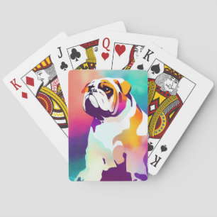 English Bulldog Dog Wild Nature Animal Painting Playing Cards