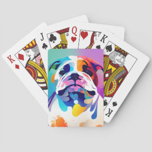 English Bulldog Dog Wild Nature Animal Painting Playing Cards