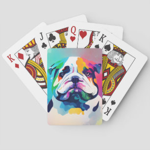 English Bulldog Dog Wild Nature Animal Painting Playing Cards