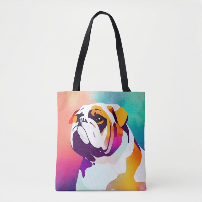 English Bulldog Dog Wild Nature Animal Painting Tote Bag (Front)