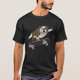 English Bulldog Doing Tricks on Skateboards T-Shirt