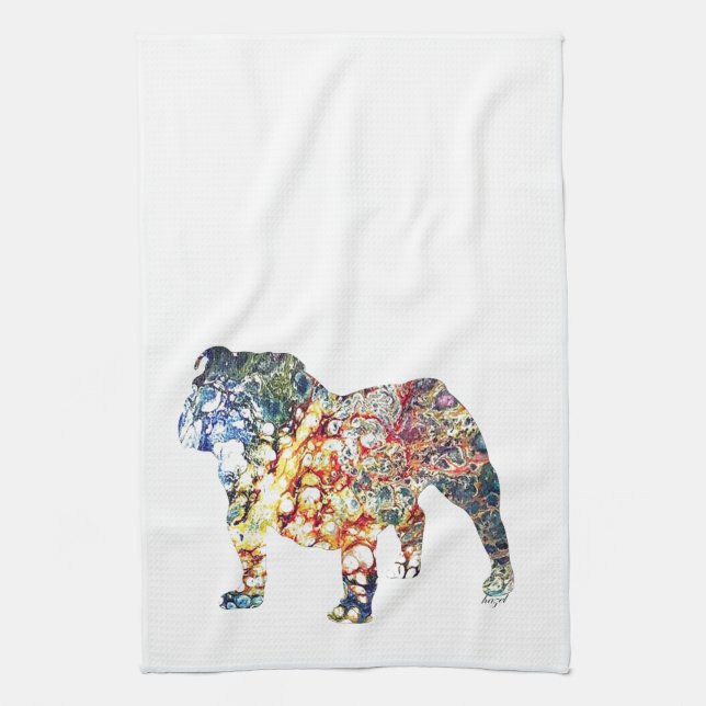 English Bulldog, English Bulldog Gifts, Bulldog Tea Towel (Vertical)