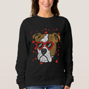 English Bulldog Face Heart Glasses Valentines Day  Sweatshirt
