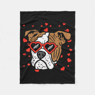 English Bulldog Face Heart Gles Valentines Day Dog Fleece Blanket