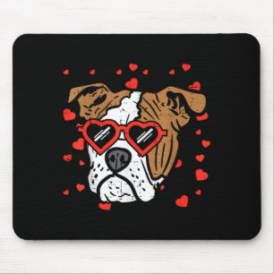 English Bulldog Face Heart Gles Valentines Day Dog Mouse Pad